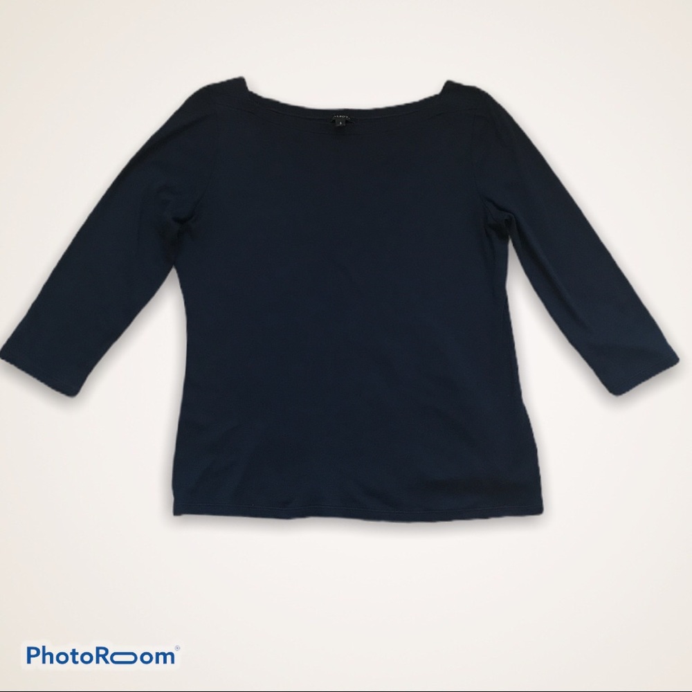 Talbots Boatneck 3/4 Sleeves Top Navy Small